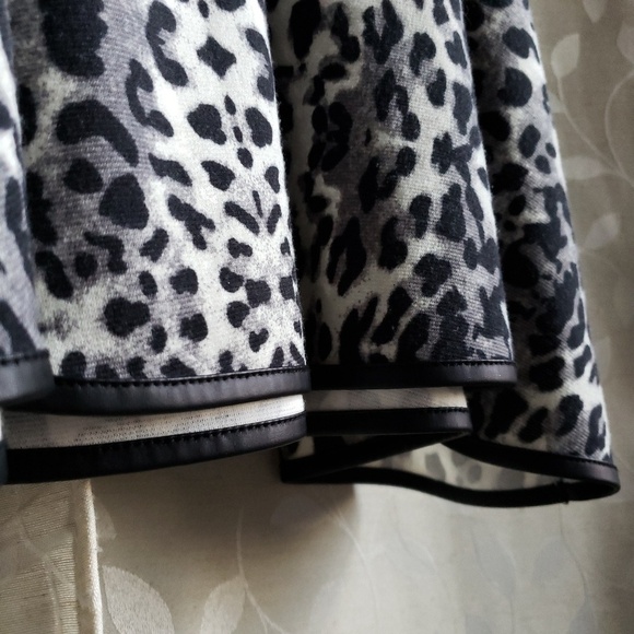 Love...Ady Leopard Print And Faux Leather Fit And Flare Dress Gray Black Medium - Picture 5 of 7